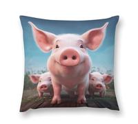 FZQVSWTX Housses de coussin carrées en peluche 55 x 55 cm, motif cochon mignon et amusant - Décorations d'hiver pour salon, chambre à coucher, canapé, voiture