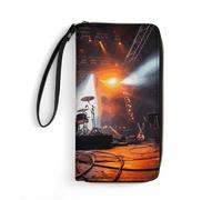 FZQVSWTX Portefeuille en cuir pour femme, grande capacité imprimé Golden Gate Bridge, porte-cartes de crédit, Scène de concert rock, 19.7x10.5cm