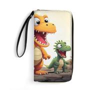 FZQVSWTX Portefeuille en cuir pour femme, motif loutre mignon, grande capacité, porte-cartes de crédit, Images de dinosaures., 19.7x10.5cm