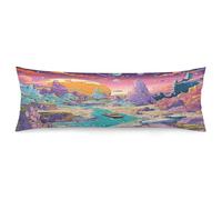 FZQVSWTX Taies d'oreiller rectangulaires 50,8 x 137,2 cm, style rock psychédélique en polyester imprimé pour canapé, chambre à coucher, voiture
