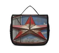 FZQVSWTX Trousse de toilette de voyage à suspendre pour homme et femme, bateau pirate au coucher du soleil, organiseur portable en polyester imprimé, American Wastern Texas Star, 22.5x18.5cm