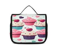 FZQVSWTX Trousse de toilette de voyage à suspendre pour homme et femme, joli lama imprimé floral en polyester, organiseur de produits de toilette portable, Cupcake Candy Hearts Sweet, 22.5x18.5cm