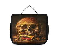 FZQVSWTX Trousse de toilette de voyage à suspendre pour homme et femme, motif chat noir dessiné à la main, organiseur portable en polyester, Crâne Fromage Gourmet, 22.5x18.5cm