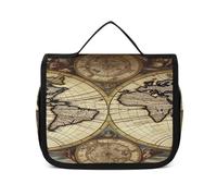 FZQVSWTX Trousse de toilette de voyage à suspendre pour homme et femme, pont couvert d'Albany imprimé en polyester portable organisateur de produits de toilette, Globe terrestre ancienne carte du