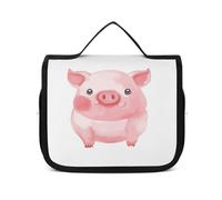 FZQVSWTX Trousse de toilette de voyage à suspendre pour homme et femme, pont couvert d'Albany imprimé en polyester portable organisateur de produits de toilette, Joli cochon rose., 22.5x18.5cm