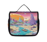 FZQVSWTX Trousse de toilette de voyage à suspendre pour homme et femme, robe grise en polyester imprimé lapin, Style rock psychédélique, 22.5x18.5cm
