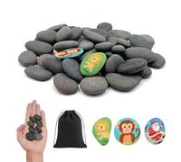 FZSECRIU 48 Pièces Galets à Peindre, Pierres Plates à Peindre (3 cm), Dessin Créative Galets à Peindre,Pierres Créatives Peintes à la Main DIY, pour Décoration de Jardin, Décoration de Aquarium