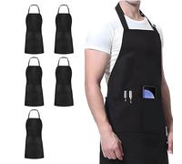 FZSECRIU 5 Stück Wasserdicht Grillschürze für männer,Kochschürze Herren mit 2 Taschen,Apron Damen,Koch Schürze Herren,Schürzen,Schürze Personalisiert Schwarz,