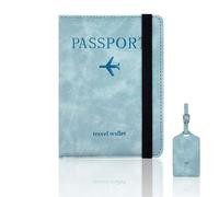 FZSECRIU Protege Passeport、Etiquette Valise et Couvertures de Passeport 2PCS, Pochette Passeport, Protege Passeport Francais, Protection Passeport, Porte Passeport (Bleu)