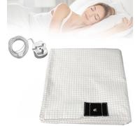 FZSERUN Drap De Mise à La Terre Organique pour ThéRapie du Sommeil Au Lit, Drap Mise Terre Conducteur, avec Cordon Connexion Terre, pour Un Meilleur Sommeil/Augmentation L'éNergie,Blanc,90×230cm