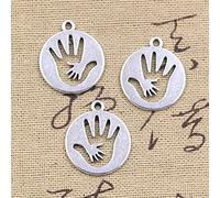 FZSWD 15 pcs Charmes Maternel Amour Mère Palm Bébé Main 23X20mm Antique Argent Couleur Pendentifs Bricolage Artisanat Faire À La Main Bijoux Tibétains
