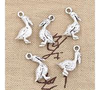 FZSWD 20 Pièces Breloques Pélican Oiseau De Mer 18X9mm Antique Couleur Argent Plaqué Pendentifs Faisant Bricolage À La Main Tibétain Couleur Argent Bijoux