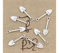 FZSWD 50 pcs Charmes Pelle Pelle Jardinage 19X5mm Antique Argent Couleur Pendentifs Faire Bricolage À La Main Tibétain Argent Couleur Bijoux