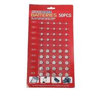 fztonk 50 pièces/lot Ensemble de Batteries AGSeries Mixtes AG1 / AG3 / AG4 / AG10 / AG12 / AG13 pour télécommande Montre Bouton Pile Bouton Batteries Haute capacité
