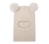 fztonk Chapeau à Oreillettes en Acrylique Extensible pour Tout-Petits, Adorable Conception à Double Boule, Lavable en Machine, Chapeau à Oreillettes à Double Pompon pour