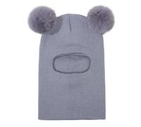 fztonk Chapeau à Oreillettes en Acrylique Extensible pour Tout-Petits, Adorable Conception à Double Boule, Lavable en Machine, Chapeau à Oreillettes à Double Pompon pour
