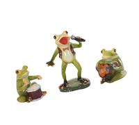 fztonk Lot de 3 Figurines de Groupe de Grenouilles en résine, thème Musical, Sculptures d ' Animaux Miniatures fabriquées à la Main, décorations de en Pot, Ornements de Jardin et de Paysage