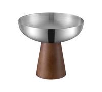 fztonk Porte-glace sur pied en acier inoxydable, avec Base en bois, plat à Dessert élégant pour la cuisine ou les cafés, récipient à Dessert polyvalent
