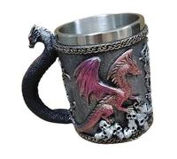 fztonk Tasse à boire avec doublure en acier inoxydable, tasse de statue de dragon, verres à café gothiques pour fêtes à thème, tasse de sculpture de dragon en métal