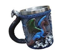 fztonk Tasse à boire avec doublure en acier inoxydable, tasse de statue de dragon, verres à café gothiques pour fêtes à thème, tasse de sculpture de dragon en métal
