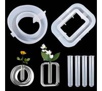 FZYCOM 2 Pièces Moule Vase Resine Epoxy avec 4Pcs Tubes, Moules en Résine Vase Moules en Silicone Epoxy Pot de Fleur Silicone Artisanat Résine Moule en Bouteille pour Hydroponique Fleur