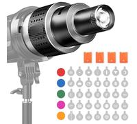 FZYCOM Snoot Optique Convient pour Bowens Mount, Condenseur avec 35 Gobos et 5 Filtres de Couleur, Snoot Optique pour Aputure Amaran 100DS 100XS 200DS, Godox SL60 VL150, Nanlite FS150B etc.