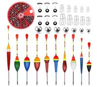 Fzyisw Flotteurs de Pêche Set, 10 Pièces Flotteurs de Pêche, 54 Plombs de Pêche, 6 Bouchons en Caoutchouc de Pêche, 20 Émerillons de Pêche, Set d'Accessoires de Pêche Flotteurs 0,6g/0,8g/1,2g/2g/2,5g