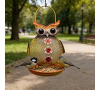 Fzyisw Maison à Oiseaux en Métal Design Chouette, Mangeoire à Oiseaux Suspendue, Distributeur de Nourriture pour Balcon, Fenêtre et Jardin, Nourricier pour Oiseaux Sauvages