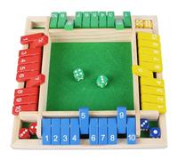 Fzyisw Shut The Box Jeu de Dés en Bois, Jeu de Table pour Adultes, Jeu de Bar et Soirée pour 4 Joueurs, Jeu de Dés Classique pour Voyage, Café et Réunion