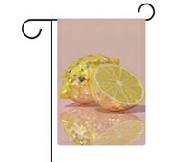 Fzyouchuang_A_lemon_and_a_cut_lemon_both_designed_like_a_disco__cfabb21c-acba-4106-8f34-e3498dbf1d30 Drapeau de jardin, maison, cour, drapeau extérieur en toile de jute saisonnière, drapeau double
