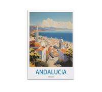 FZYUEN Affiches de voyage vintage Andalousie Espagne - Impressions sur toile pour décoration murale d'intérieur, chambre à coucher - 20 x 30 cm