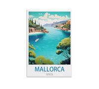 FZYUEN Affiches de voyage vintage de Majorque en Espagne - Impressions sur toile pour décoration murale d'intérieur, chambre à coucher (50 x 75 cm)