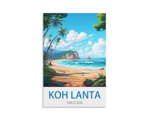 FZYUEN Impression sur toile vintage Koh Lanta Thaïlande pour décoration murale, chambre à coucher, 20 x 30 cm