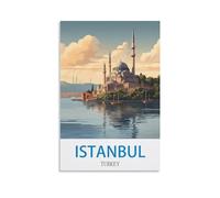 FZYUEN Poster de voyage vintage d'Istanbul Turquie - Impression sur toile pour décoration murale - 30 x 45 cm