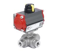 G 1 1/4'' Vanne à Bille 3 Voies L-Port en Acier Inoxydable avec Actionneur Pneumatique Double Effet