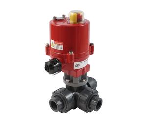G 1/2 pouce T-port 3 voies PVC vanne à bille électrique 12 V AC/DC PTFE/EPDM