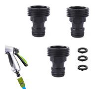 (G 3/4) Pouce Jardin Raccords de Tuyau, 3 Pièces Raccord de Robinet Kit, Nouvel Noir Double Scellé Mâle Robinet Adaptateur, avec 3 Pièces Rondelles, pour Rapide Connexion Eau Pistolet Tuyau