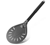 G.a HOMEFAVOR 7 Pouces Pelle à Pizza Tournante Perforée en Aluminium Anodisé Dur avec Poignée Antidérapante Résistante à la Chaleur, Pizza Paddle pour Pain de Pizzas Maison