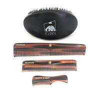 G.B.S Ensemble de peignes faits à la main pour homme, brosse à cheveux synthétiques, peigne de poche, peigne à moustache et brosse à cheveux de style militaire