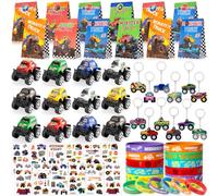 G.C Monster Truck Cadeaux Anniversaire Invités Enfant Petits Cadeaux Anniversaire avec Mini Monster Truck Porte racelet en Silicone Tatouage Enfant Monstertrucks Pinata Anniversaire Garcon