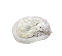 (G)Cute Simulation Sleeping Cat/Dog Plush Doll with Nest Breathing Fluffy Cat/Dog