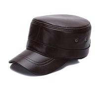G&F Cuir Véritable Base-Ball Chapeau Plat Casquette avec Ceinture Sueur Hommes Peau Vache Ajustable Chapeau Hiver 56 À 60 Cm (Color : Brown)