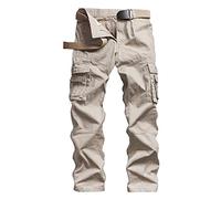 G&F Pantalon de Travail Cargo Homme Vintage Coton Pantalon Randonnée Militaire avec Multi Poches (Color : Off White, Size : 28)