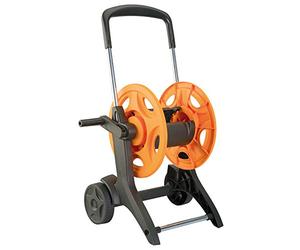 G&F Récipient à tuyau d'arrosage industriel orange, 60 m, 15 mm, montage mural, manuel, plastique