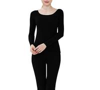 G&F sous-vêtements Thermiques pour Femme Ensemble Caleçon Long Ultra Doux Mince Couche de Base Hauts et Bas (Color : Black, Size : 3XL)