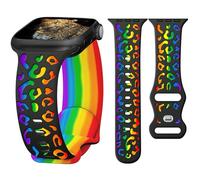 G-ficu Progress Pride - Bracelets léopard arc-en-ciel pour Apple Watch 40 mm, 41 mm, 42 mm (S10/11) 38 mm pour homme et femme, bracelet en silicone pour Apple Watch Series 11 10 9 8 SE 7 6 5 4 3, noir