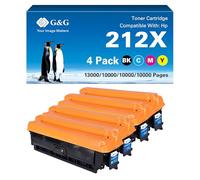 G&G 212X Toner compatible avec HP 212X 212A pour HP Color Laserjet Enterprise M554dn M555dn M555x MFP M578dn M578f (noir, cyan, jaune, magenta, XL)