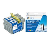 G&G Cartouche Compatible avec Epson 604 604XL pour Expression Home XP-2200 XP-2205 XP-3205 XP-4205 WF-2930DWF (Noir, Cyan Magenta, Jaune), NP-R2-0604XLBKCMY
