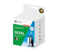 G&G - GG_PK2RH303X - Cartouches d’Encre G&G 303XL - Pack de 2 (Noir + Couleurs) - Compatibles HP