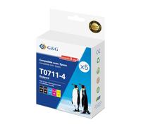 G&G - GG_PK5EJ71 - Cartouches d’Encre G&G T0711-4 (Guépard) - Pack de 5 (Noir + Couleurs) - Compatibles Epson